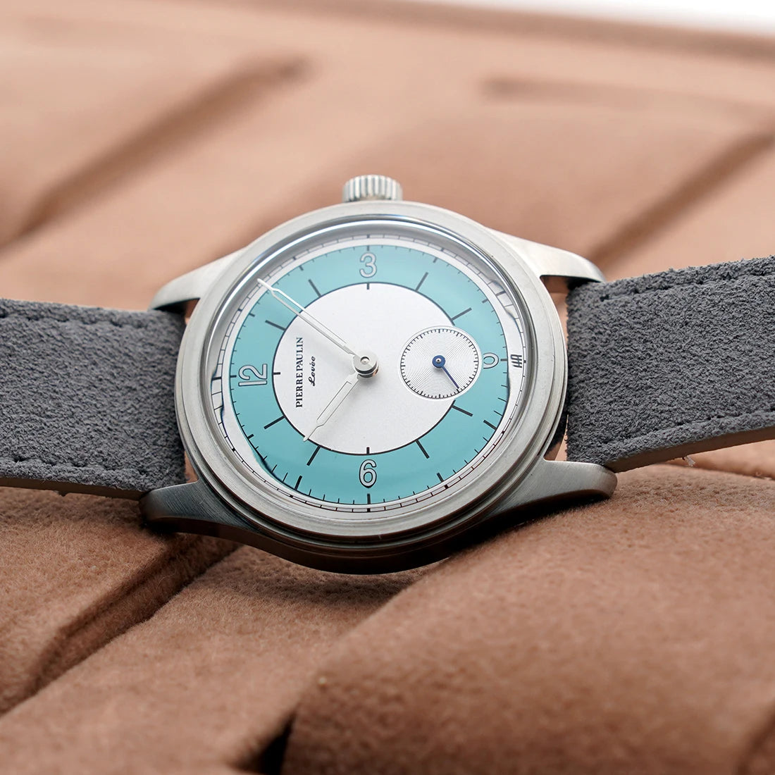 Pierre Paulin Salmon Dial Watch 50m Skin Diver Watch Vintage Small Seconds Mechanical Hand Watch 38mm Reloj Hombre Metal