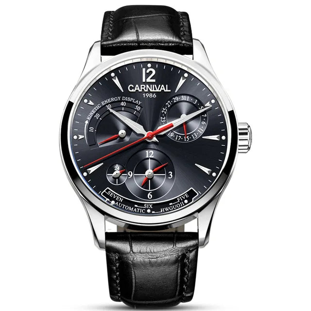 CARNIVAL Kinetic Energy Dual Time Display Mechanical Watches Men Top Luxury Brand Sports Automatic Waterproof Men Watch Reloj