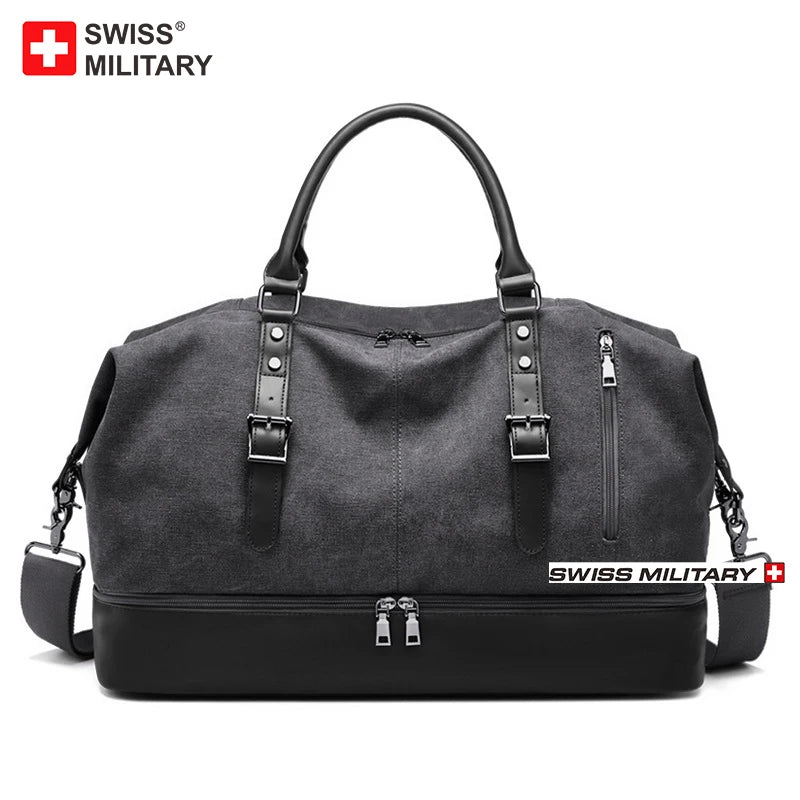 SWISS MILITARY Handheld travel Bag Large Capacity Retro Bag Canvas Multifunctional Luggage Bag Anti Theft Travel Bag