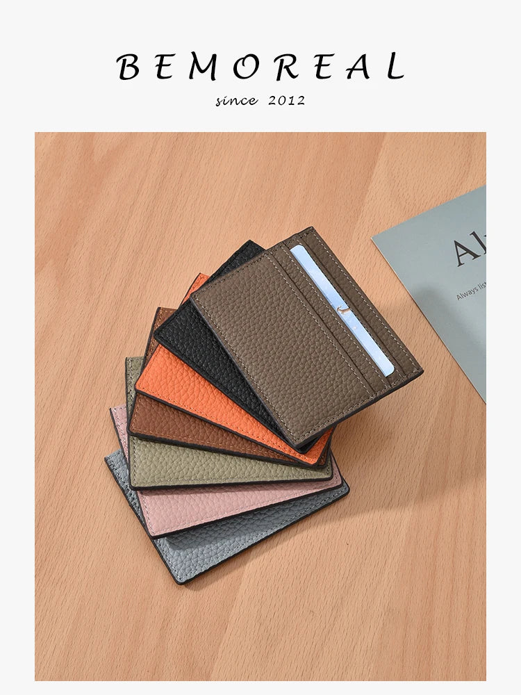 Ultra-thin Card Holders Genuine Leather High Quality Luxury Design Unisex ID Card Case Cowhide Solid Slim Business Card Wallet