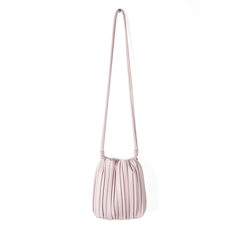Summer New Women Pleated Messenger Bag Korean Niche Design Candy Color Small Square Bag Fashion Street Casual Women Pu Bag