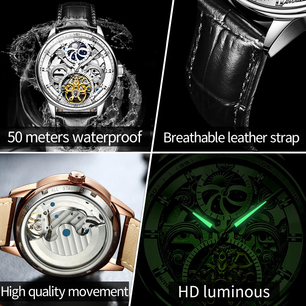 JSDUN Best Selling Original Waterproof Wrist Watch for Men Multifunction Luxury Business Fashion Mechanical Automatic Man Watch