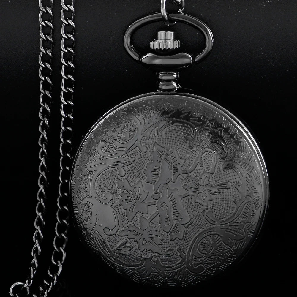 Flying Dragon Embossed Hollow Digital Quartz Pocket Watch Men's High Quality Necklace Timing Pendant Women's Jewelry Gift Clock