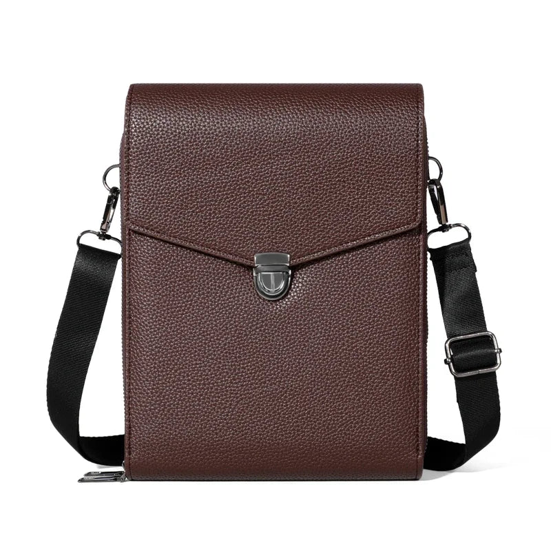 Double layered shoulder bag, neutral business cash bag, PU leather crossbody bag