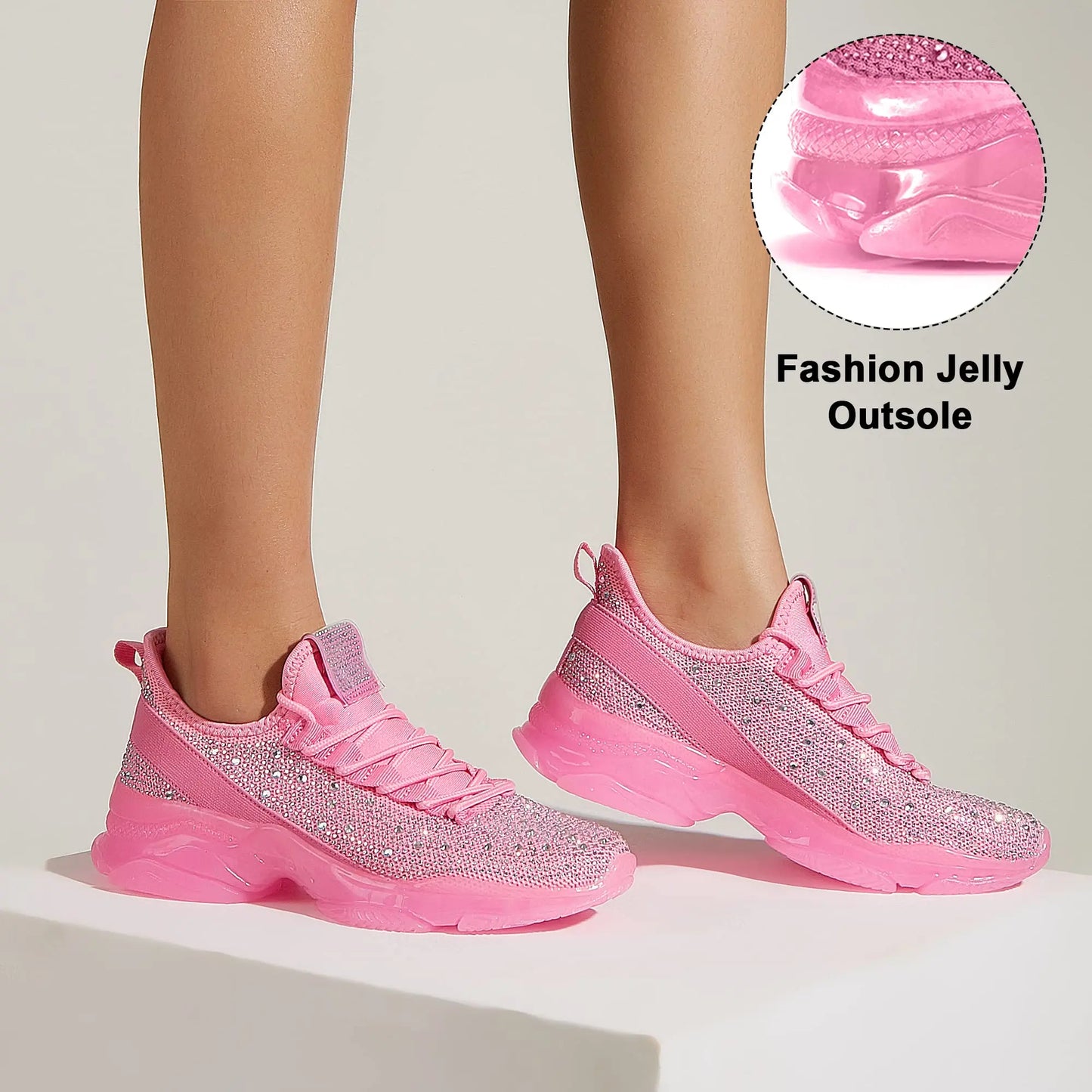 Women's Rhinestone Mesh Slip On Walking Shoes Fashion Breathable Spakle Glitter Sneaker