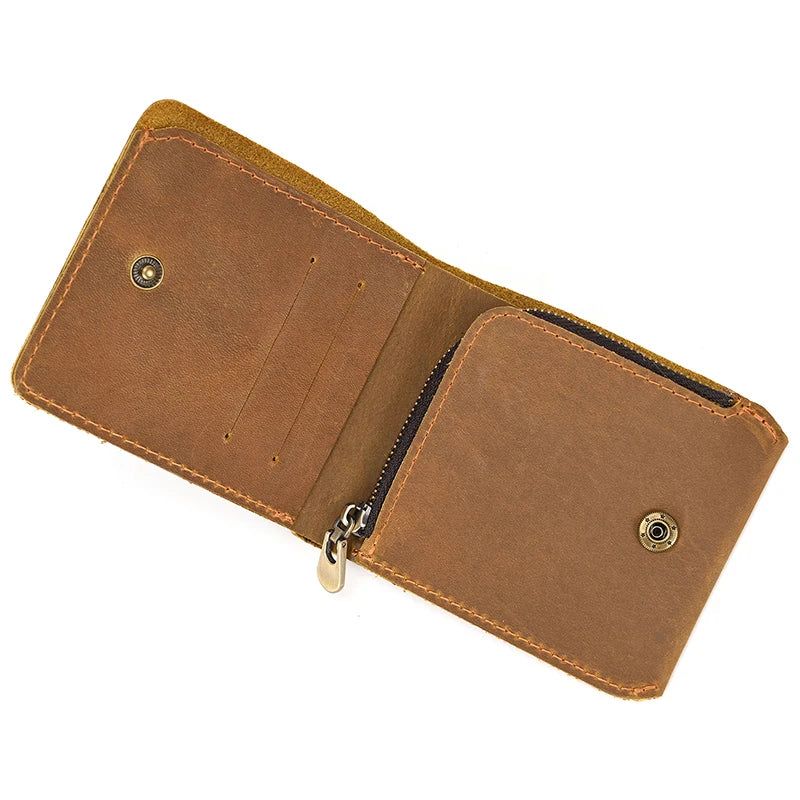 Newsbirds Simple Design Leather Short Wallet For Men Male Real Cowskin Short Card Purse Mini Men's Slim Purse Men Wallet Thin