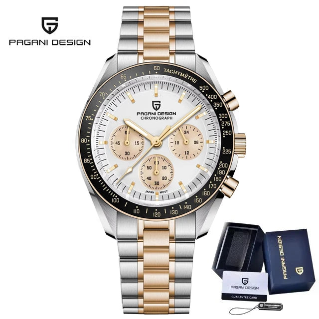 PAGANI DESIGN New Moon Watch Men Multifunctional Top Brand Luxury Automatic Quartz Waterproof Sport Stainless Steel Reloj Hombre