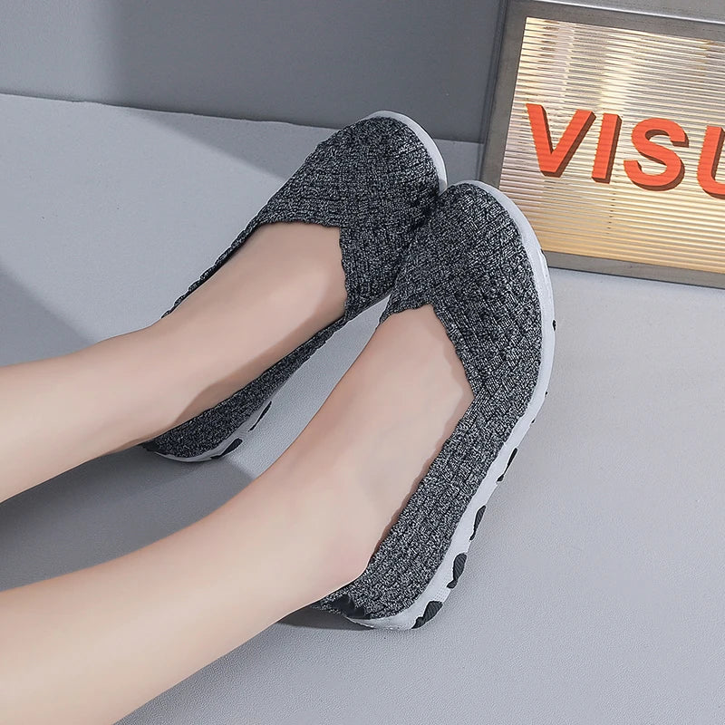 Women's Summer Handmade Woven Sneakers Flat Bottomed Lightweight Breathable Trendy Casual Shoes with Soft Soles Lazy Shoes 2025