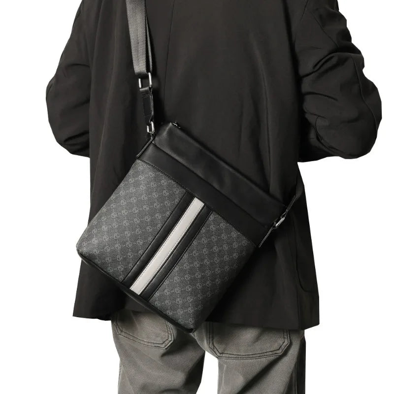 Letter Print Crossbody Bags Men Luxury Plaid Single Shoulder Bag Men's Crossbody Bag Fashion Business Shoulder Messenger Bag