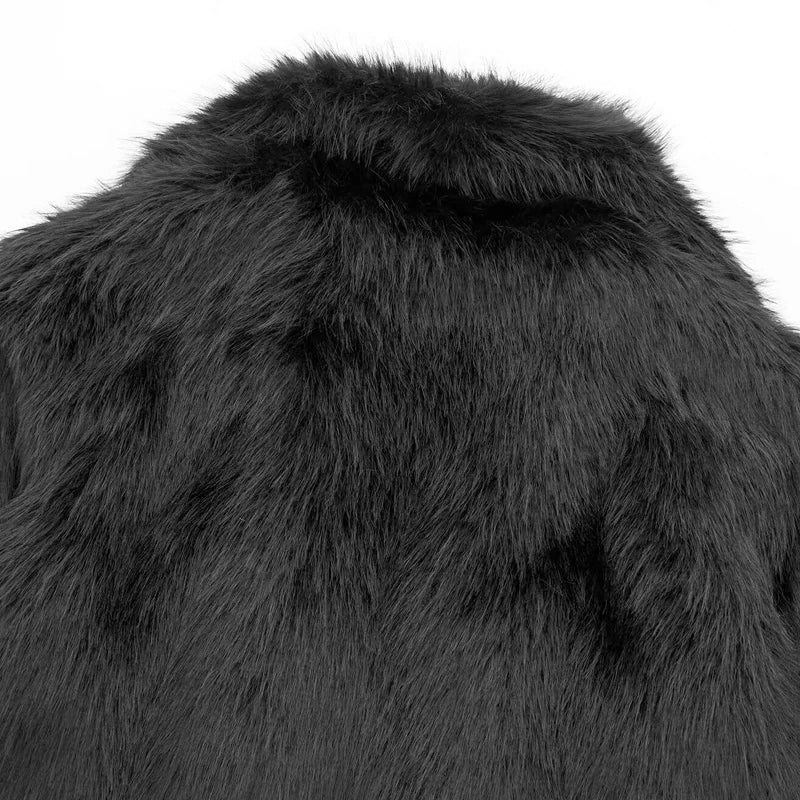 HXAO 2024 Women's Fur Coat Black Fluffy Jacket Autumn Winter Faux Fur Coat Plush Outerwears White Red Gray Warm Cropped Jacket