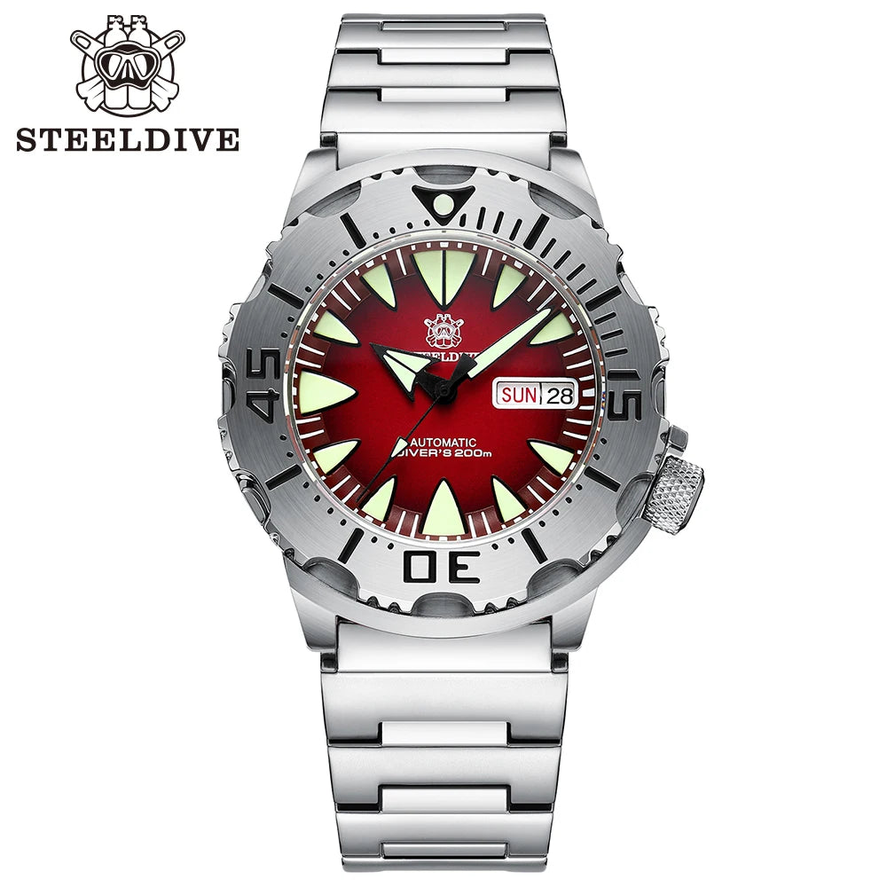 STEELDIVE SD1984 Hot Selling 42.2MM M onster 200M Waterproof NH36 Day Function Sapphire Glass Automatic Movement Steel Bracelet