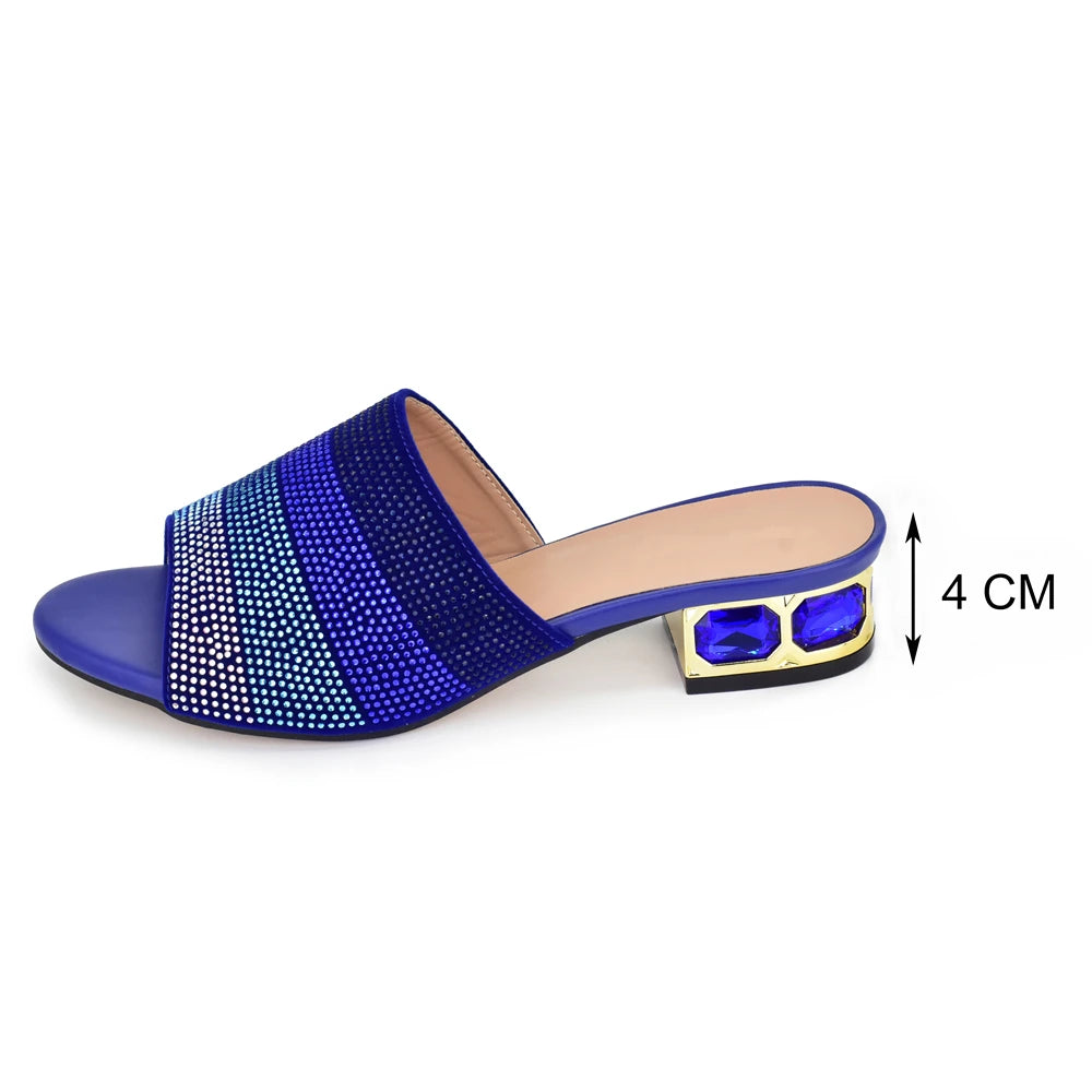 Italian Fashion Woman Shoes Decorated with Rhinestone Wedding Shoes Bride Party Shoes and Slippers Low Heels Pumps Women Shoes