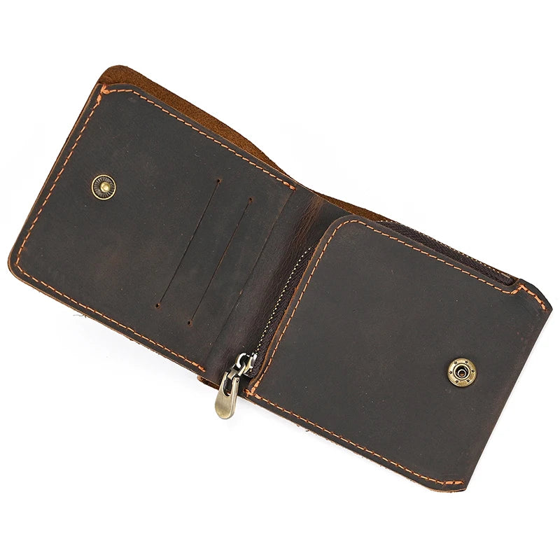Newsbirds Simple Design Leather Short Wallet For Men Male Real Cowskin Short Card Purse Mini Men's Slim Purse Men Wallet Thin