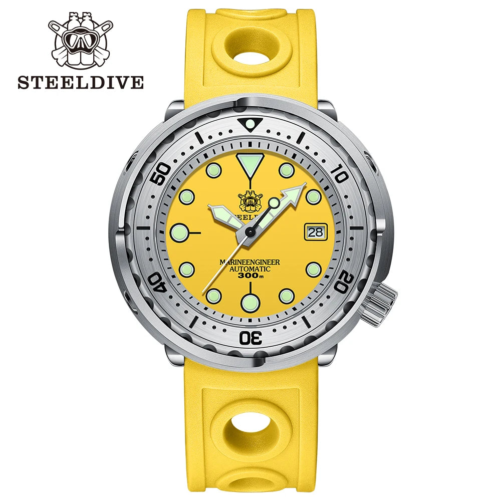 STEELDIVE SD1986 New Arrival 47.5MM Steel Bezel Insert Super Green Luminous 300M Waterproof NH35 Automatic Mens Dive Watch Reloj