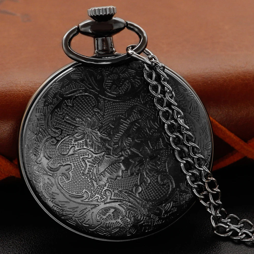Black Humorous Anime Quartz Pocket Watch Vintage Gentleman Style Series Necklace Pendant Clock Gift Wedding Souvenir