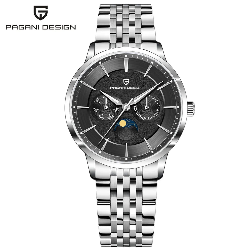 2025 PAGANI DESIGN New 40MM Multifunctional Men Quartz Watches 100M Waterproof Top Brand Sapphire Glass Moonphase Watch for Men
