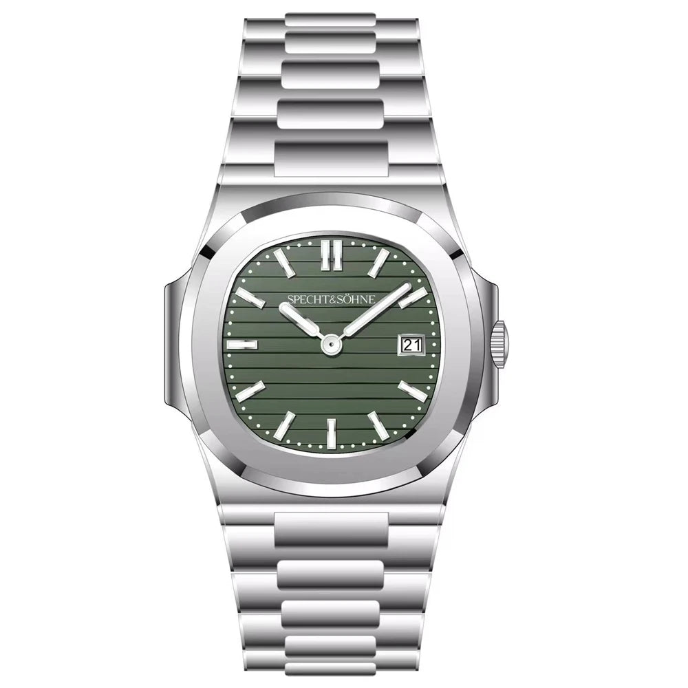 Specht & Söhne New Fashion Ultrathin Mens Watch 39MM Quartz Wristwatch Stainless Steel Waterproof Calendar 5711 Watches For Men