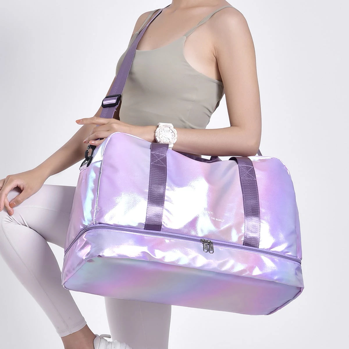 Gorgeous colorful holiday luggage travel duffel bag, large capacity fitness sports yoga bag, hospital weekend carry-on handbag
