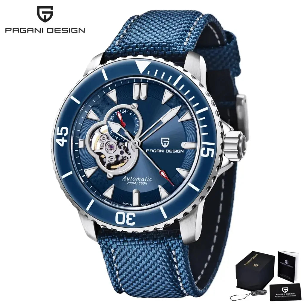 PAGANI DESIGN Tourbillon Men Watch Ceramic Bezel Sapphire Hollow TMI-NH39 Automatic Watch 200M Waterproof Mechanical Wristwatch