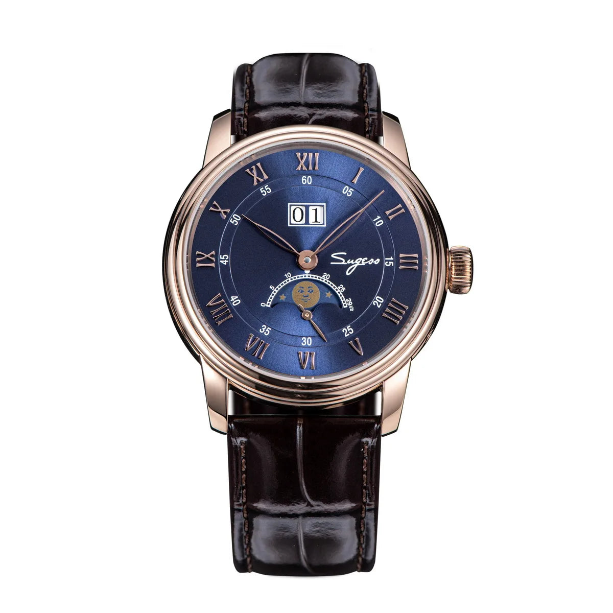 2023 Sugess Automatic Mechanical Watch of Men Moonphase Wristwatches Seagul Movement ST2528 Waterproof Sapphire Big Date New