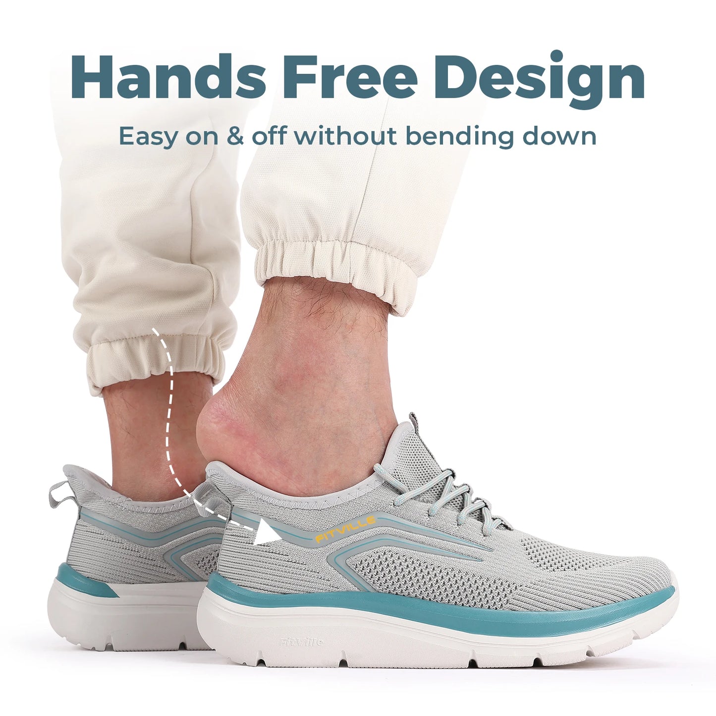 FitVille Thick Sole Running Shoes Mens Sneakers Shock Absorbing Rebound Lightweight For Swollen Feet Arch Support Wide Shoes