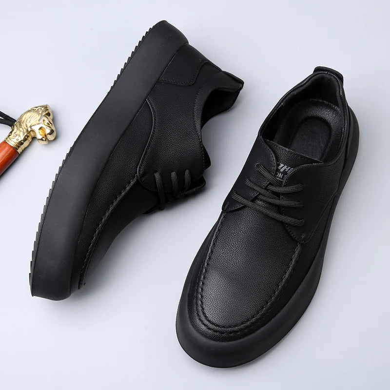Men Casual Shoes lace up fashion Genuine Leather Board Shoes outdoor Shoes Zapatos Casuales Hombres handmade oxfords Men Shoes