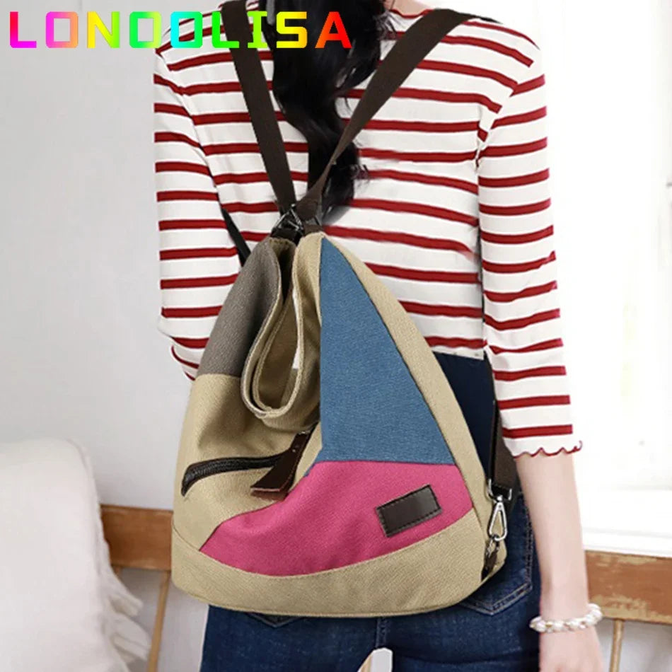 Women 3 In 1 Handbags Crossbody Canvas Bag for Women Big Shoulder Tote Female Handbags Lady Designer Messenger Backpack Sac
