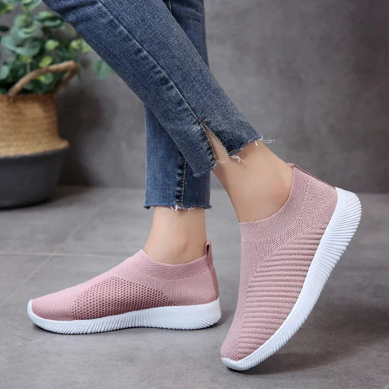 Women Seakers Plus Size 43 Breathable Mesh Platform Sneakers Women Slip on Soft Ladies Casual Shoes Woman Knit Sock Flats