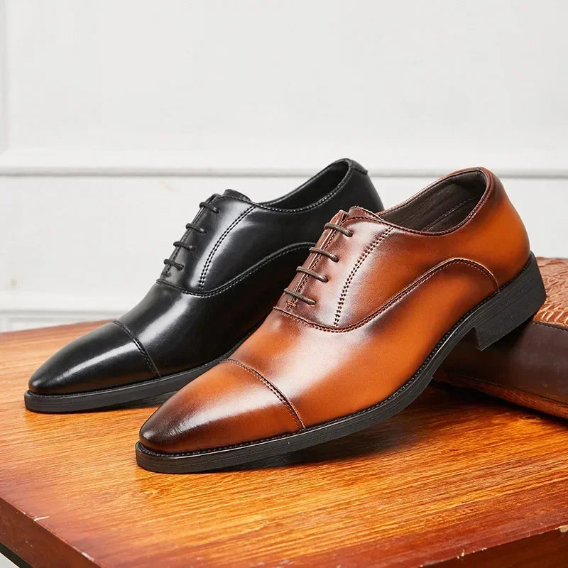 Genuine Leather Men Internal Elevation Dress Shoes for Men Triple Splicing Luxury Party Office Business Shoes Plus Size 45