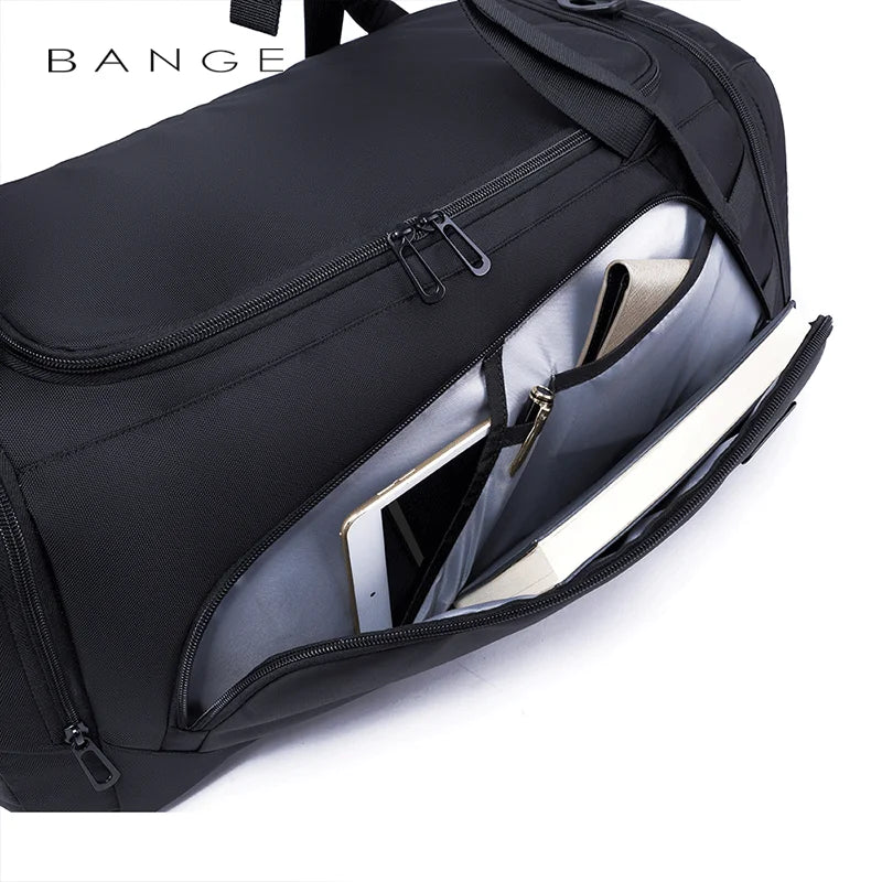 Bange Gym bag for Men Suitcase Backpack Large Capacity Waterproof Anti-stain Men Duffle Bag Travel Hand Luggage Bags