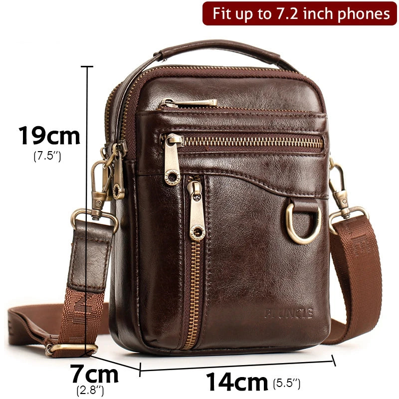 Genuine Leather Men Shoulder Crossbody Bags Casual Waist Pack Handbags For Male Messenger Tote Flap Sling Purse Clutch JYY1057