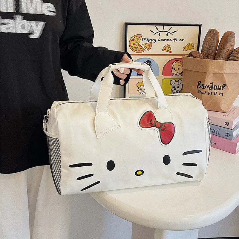 Hello Kitty Fashion Backpack Cartoon Design Large Capacity Women's Travel Bags Duffle Bag Shoulder Bag Fitness Storage Bag