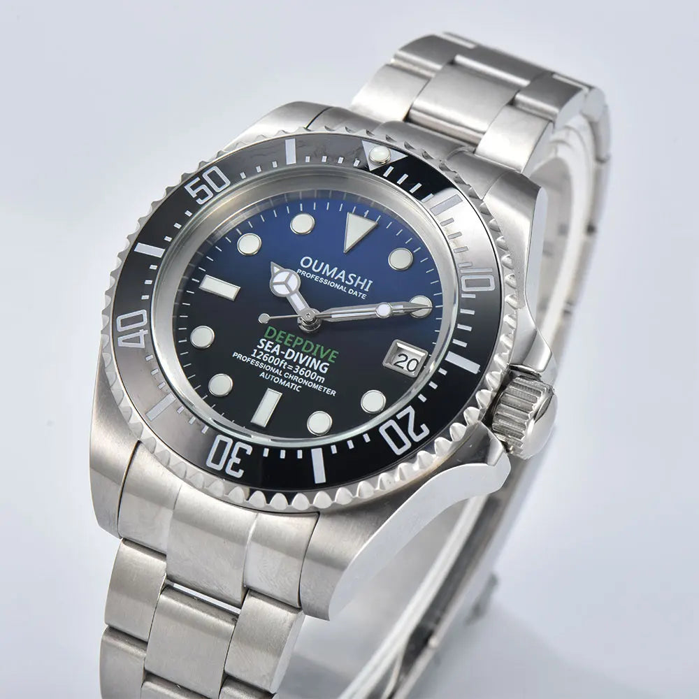44mm men's watch NH35 movement automatic mechanical watch sapphire glass business deep-sea watch stainless steel strap