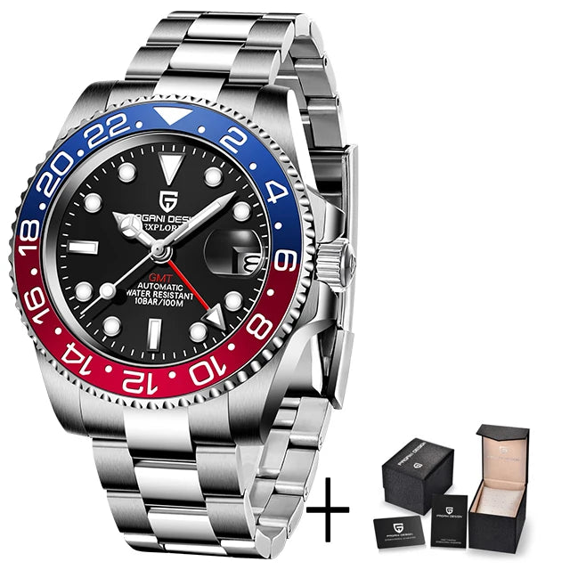 PAGANI DESIGN Sapphire Glass 40MM Ceramic GMT Mechanical Watches 100m Waterproof Classic Luxury Men Automatic Watch Reloj Hombre