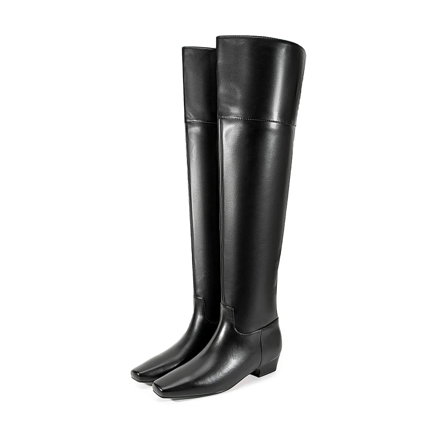 Arden Furtado 2025 Autumn Poly ureth Over the knee boots Square-head Pull-on Middle heel Modern boots Extra large size boots