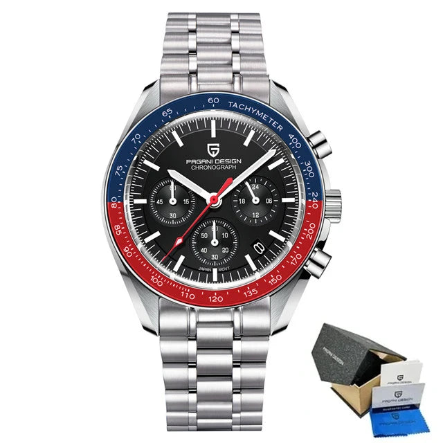 PAGANI DESIGN New Moon Watch Men Multifunctional Top Brand Luxury Automatic Quartz Waterproof Sport Stainless Steel Reloj Hombre