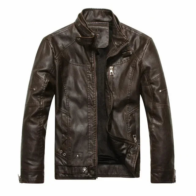 Motorcycle Thickened Leather Coat Men Winter Warm Man Leather CoatMens Plus Velvet Men Moto Biker Riding Fleece Leather Jacket