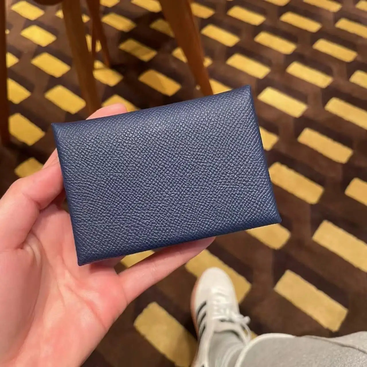 Genuine Leather Busin Card Holder Wallet Palm Print Top Layer Cowhide ex ID Card Holder Coin Purse Korean Sle