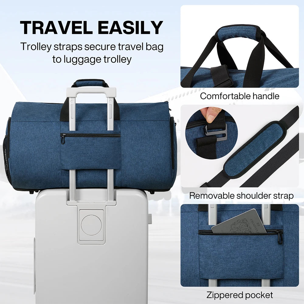 Mixi Carry On Garment Bag for Travel 56L Convertible Duffle Bag for Men Women 2 in 1 Hanging Luggage Suitcase Dress Suit Travel
