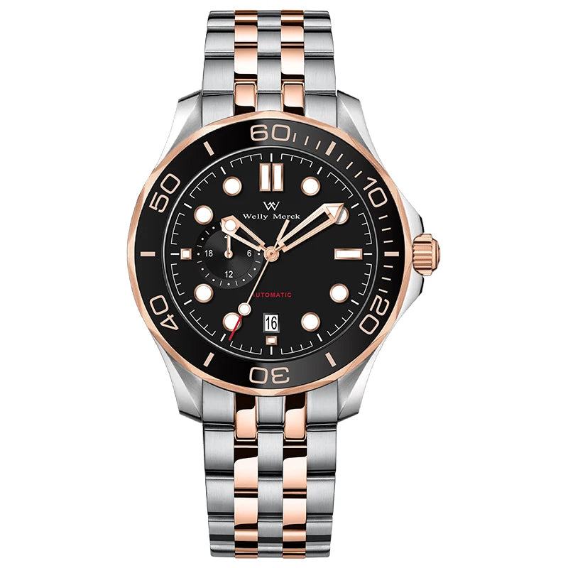 WM Watch Automatic Mechanical Watches Waterproof Business Stainless Steel Sapphire Miyota 8217 Welly Merck Watch For Men WM148