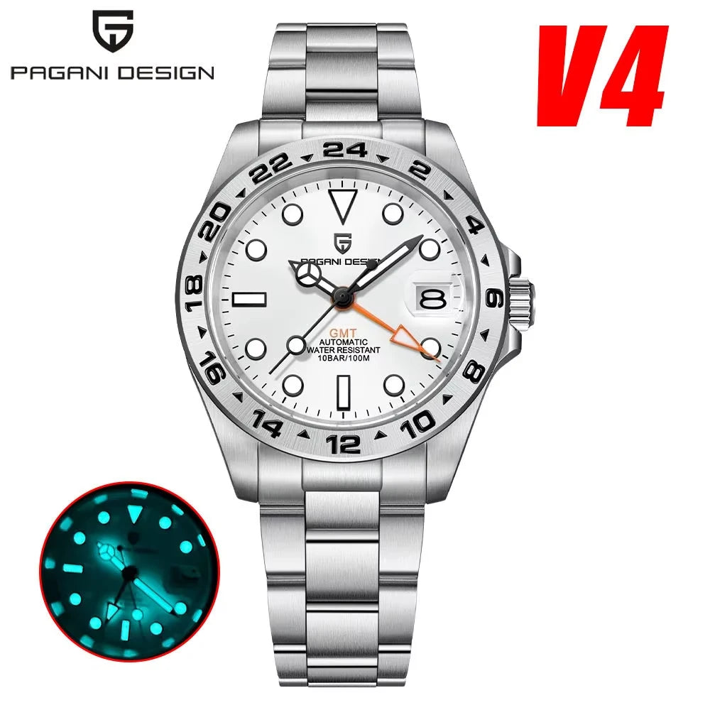 (Local delivery)PAGANI DESIGN 2025 New NH34 Men's GMT Automatic Mechanical Watches Stainless Steel 10Bar Sport BWG-9 Clock