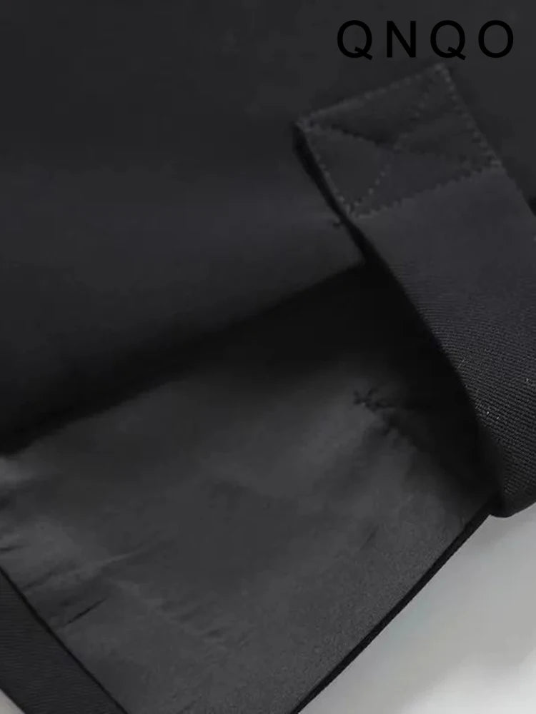 QNQO Black Vest for Women Single Button V-Neck Casual Tops 2024 Summer New Shrug Office Lady Fashion Sleeveless Female Crop Top
