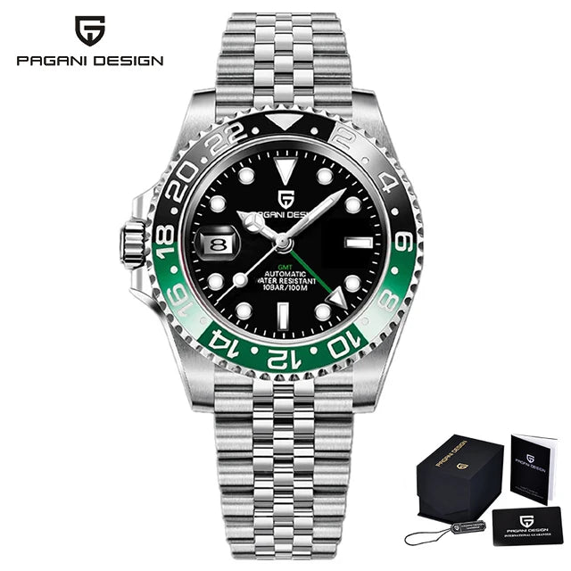 PAGANI DESIGN Sapphire Glass 40MM Ceramic GMT Mechanical Watches 100m Waterproof Classic Luxury Men Automatic Watch Reloj Hombre