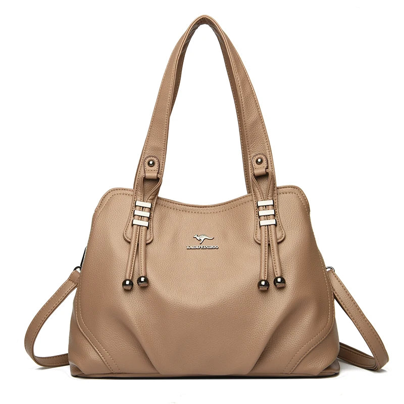 Genuine Soft Leather Handbags for Women Vintage Shoulder Tote Bag Luxury Designer Ladies Large Capacity Purse Bags Sac A Main