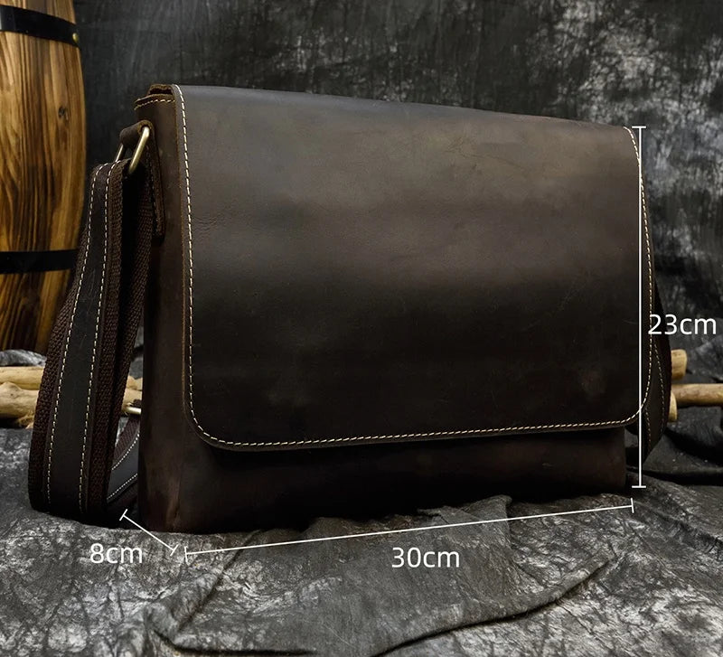 Vintage Crazy Horse Leather Men's Briefcases Laptop Bag Office Bags for Men Cover Messenger Bags Men's Leather Bag Computer Bags