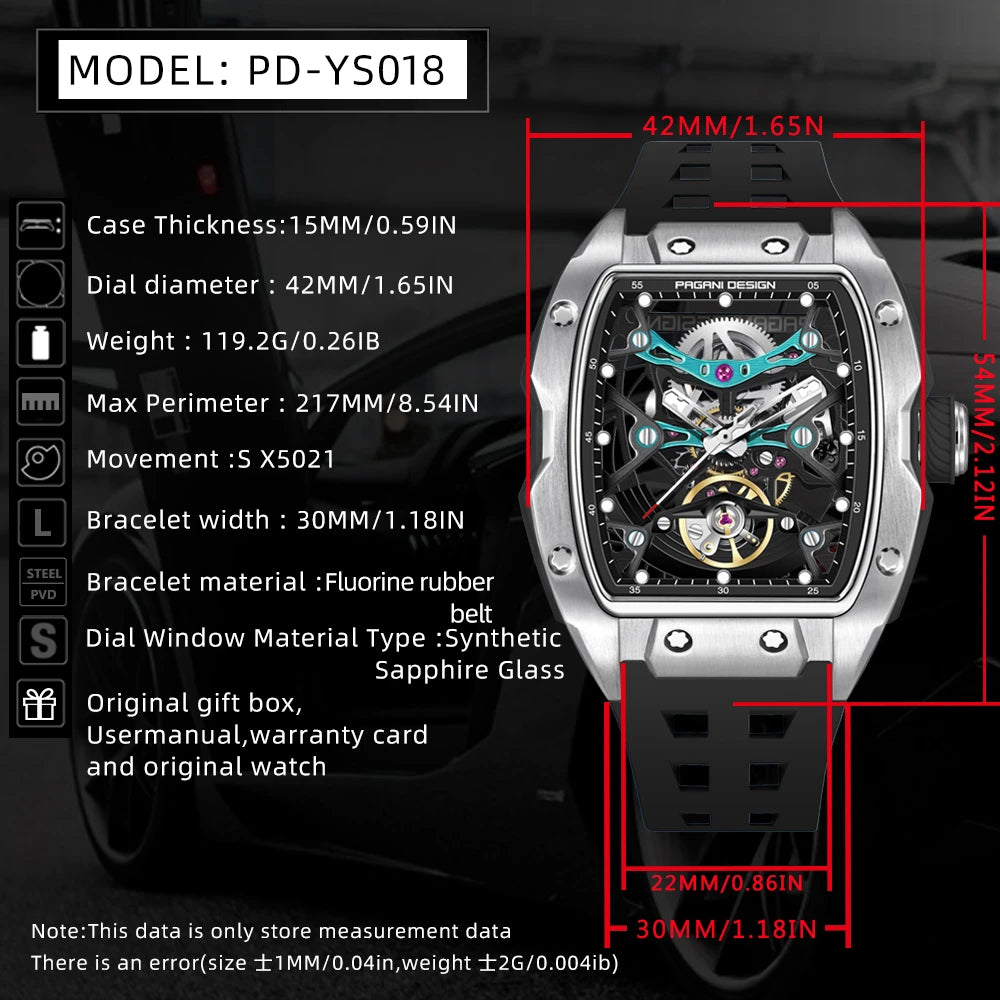 2024 Pagani Design new men's watch 50 meter waterproof stainless steel case luminous dial fashionable men's mechanical watch