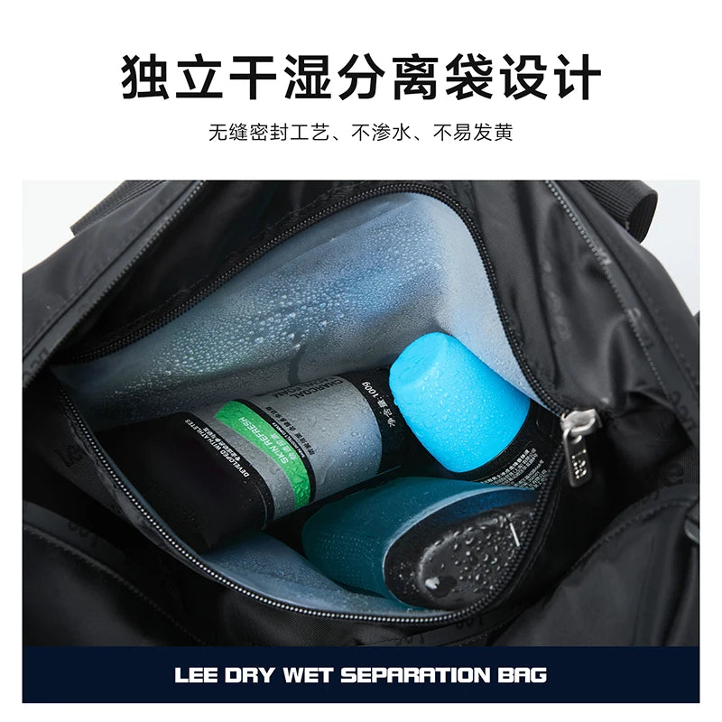 LEE Waterproof Nylon Lightweight Gym Duffel Bags Women Men Dry Wet Shoe Pocket Weekend Overnight Shoulder Luggage Travel Bag