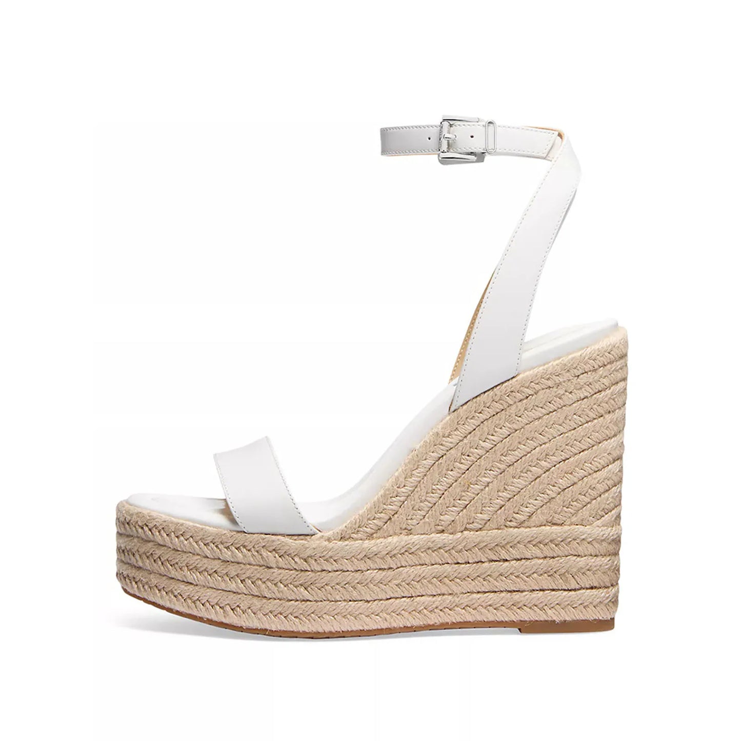 Arden Furtado Summer straw weaving wedge Sandals Round toe platform Belt buckle Super high heel cowhide word-cingulate Sandals