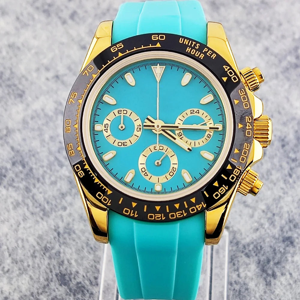 Business 39mm Quartz Watch Men's Chronograph Sapphire Crystal VK63 Movement Arabian luminous dial stainless steel men's watch