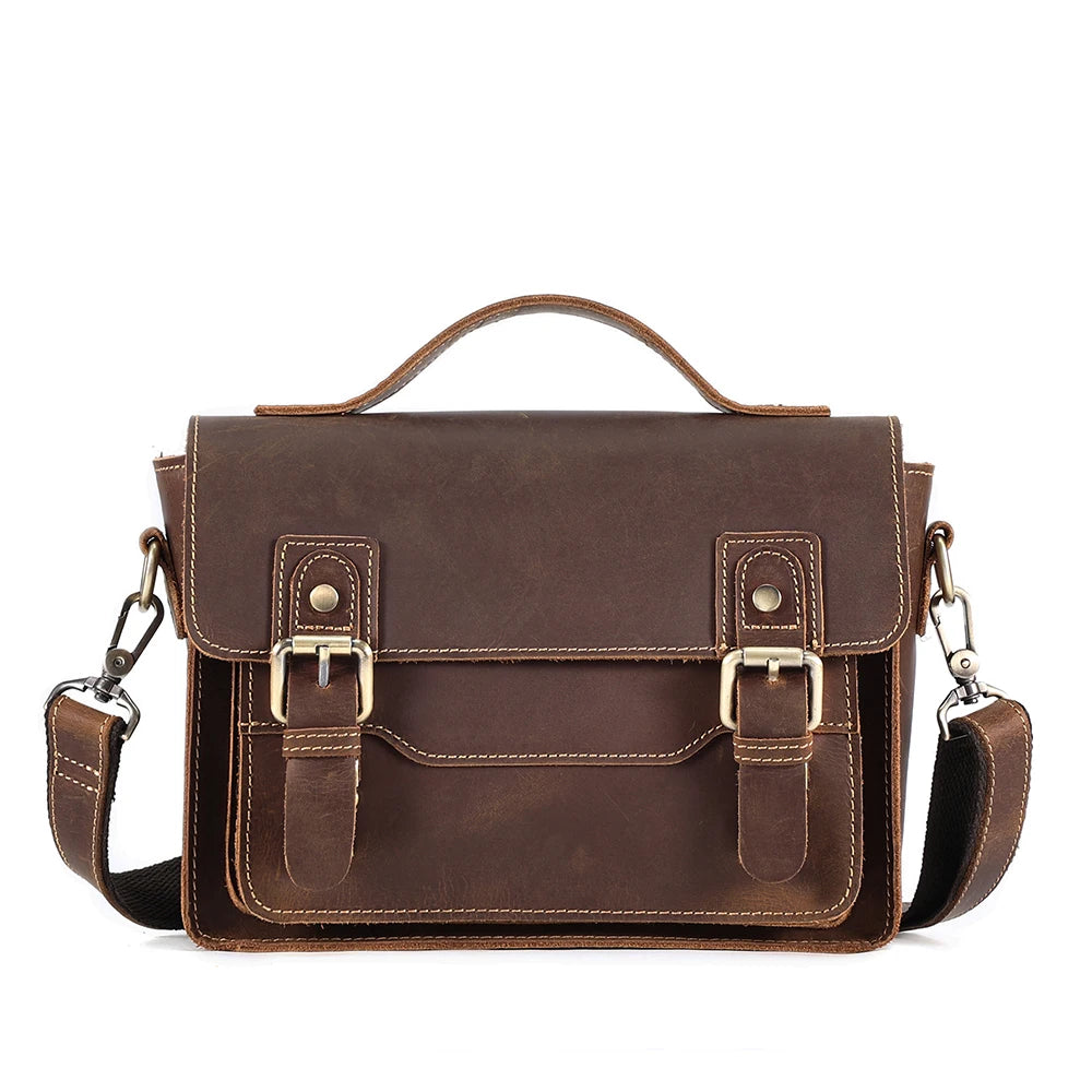 JOYIR Genuine Leather Small Messenger Bag Men Women Satchel Shoulder Crossbody Bag Vintage Purse for Business Work Travel